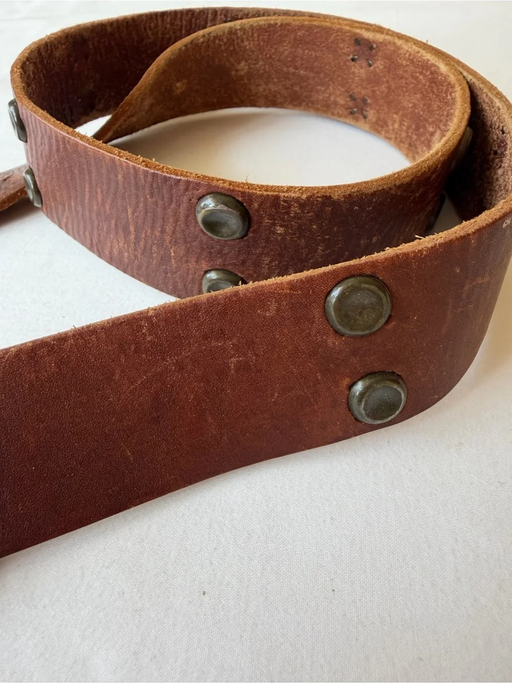 Vintage STAMP 10 Genuine Leather Studded Belt Size M W/ Brass Buckle